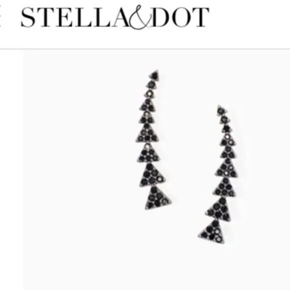 NEW ~ RARE stella & dot ~ black triangle ear climber ~ hematite pave - Picture 6 of 9